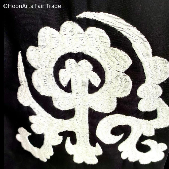 Hand Embroidered Swing Jacket Closeup For White Embroidery Design